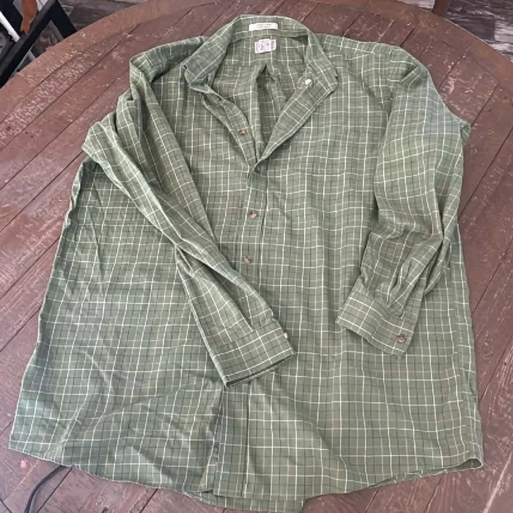 L.L. Bean Olive Green Zip-Up Fleece Jacket With Button Up Shirt Preppy Cabincore